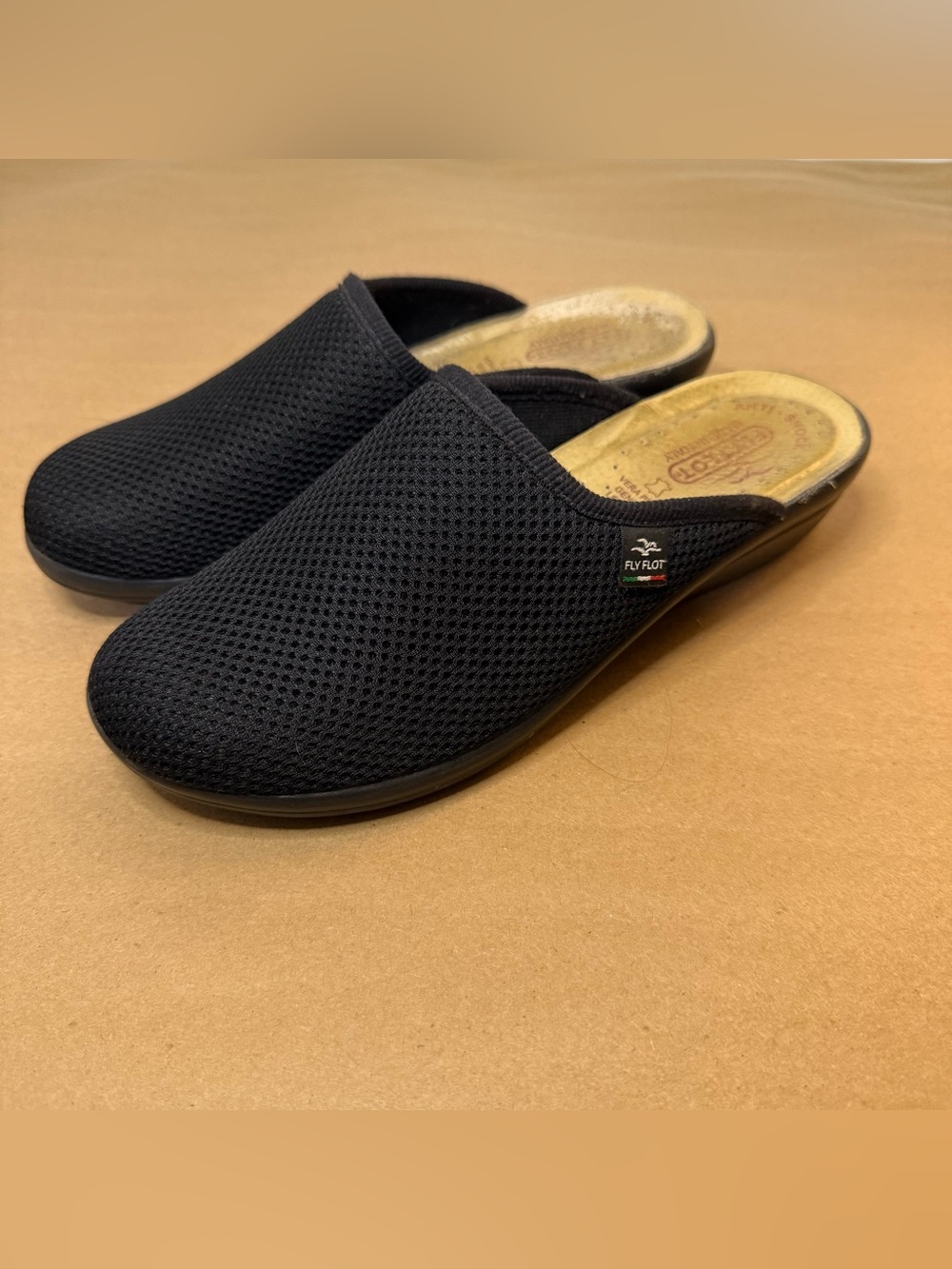Vera Pelle Fly Flot Black Mesh Slip-On Loafers Mules